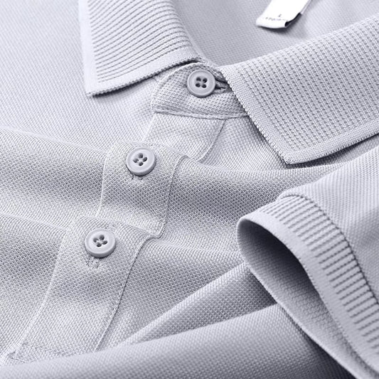 Men's Grey Saltbox Seamless Ribbed Polo T-Shirt - Goamen