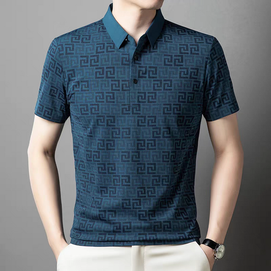 Men’s Stylish Rama Geometric Print Polo T-Shirt - Goamen